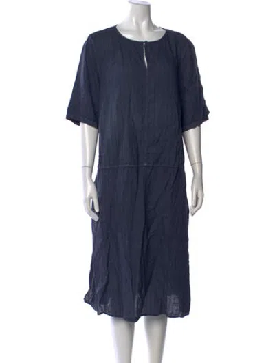 Pre-owned Oska Linen Midi Length Dress In Blue