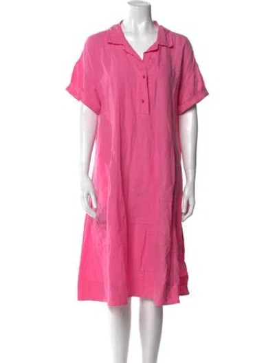 Pre-owned Oska Linen Midi Length Dress In Pink