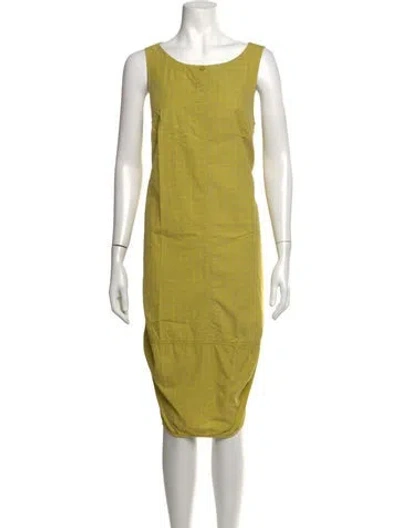 Pre-owned Oska Plaid Print Midi Length Dress In Green