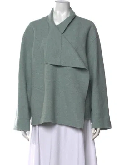 Pre-owned Oska Virgin Wool Open Front Sweater In Green