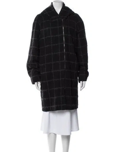 Pre-owned Oska Virgin Wool Plaid Print Coat In Black