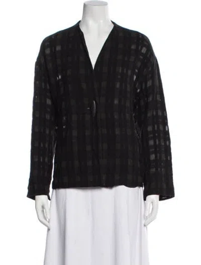 Pre-owned Oska Virgin Wool Plaid Print Evening Jacket In Black