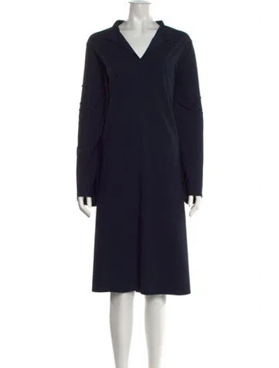 Pre-owned Oska V-neck Knee-length Dress In Blue
