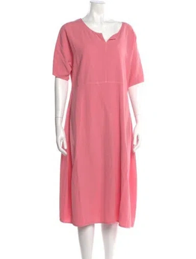 Pre-owned Oska V-neck Midi Length Dress In Pink