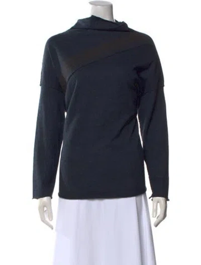 Pre-owned Oska Wool Mock Neck Sweater In Blue