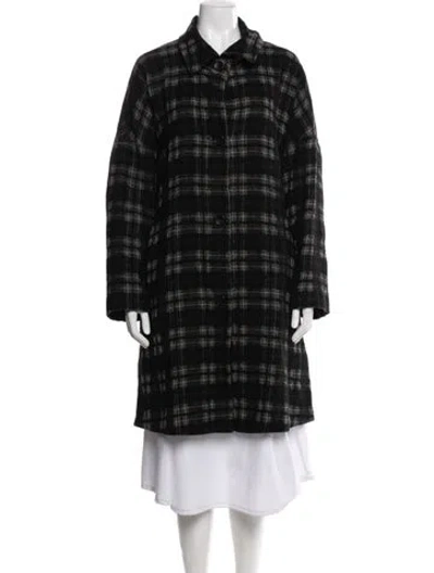 Pre-owned Oska Wool Plaid Print Coat In Blac