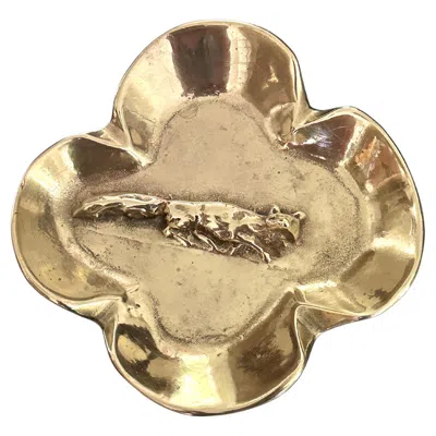 Pre-owned Oskar Hansen Brass Four Leaf / Fox Bowl Designed By  For Virginia Metalcrafters In Sand
