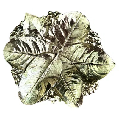 Pre-owned Oskar Hansen Brass Lemon Leaves Bowl Designed By  For Virginia Metalcrafters In Sand