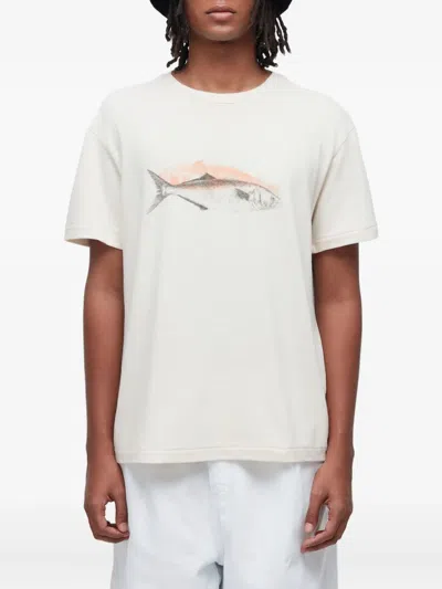 Osklen Anchova Fish-print Linen T-shirt In White