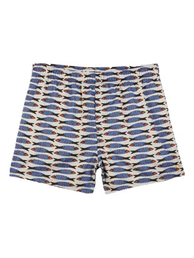 Osklen Aquaone Flex Cardume Fish-print Swim Shorts In Blue