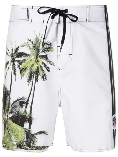 Osklen Coconut Trees Bermuda Swim Shorts In Neutrals