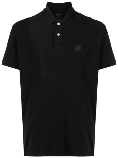 Osklen Crest-motif Cotton Polo Shirt In Black