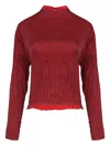 Osklen Crinkled Long-sleeve Top In Red