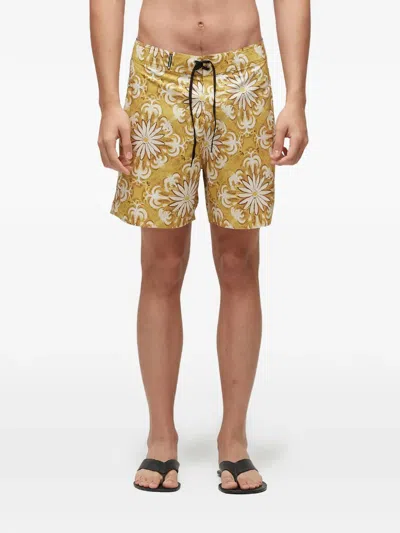 Osklen Daisy Tile Bermuda Shorts In Yellow