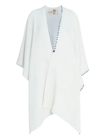 Osklen Decorative-stitching Cape Coat In Neutral