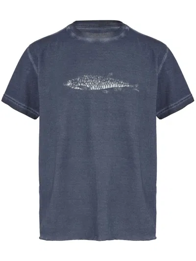 Osklen Double Watercolour Fish T-shirt In Blue