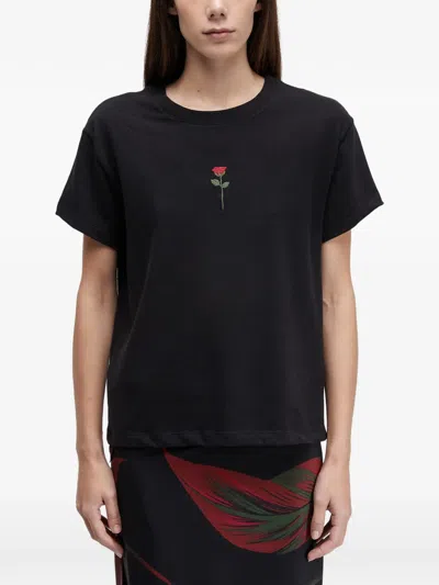 Osklen Embroidered-rose T-shirt In Black
