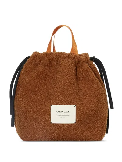 Osklen Fleece Drawstring Bucket Bag In Brown