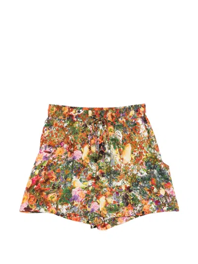 Osklen Floral Drawstring Shorts In Brown