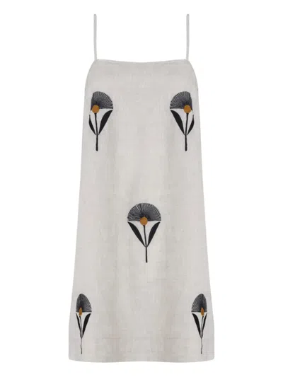 Osklen Floral-embroidered Dress In White
