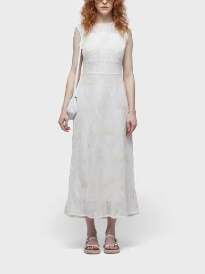 Osklen Floral-embroidered Midi Dress In White