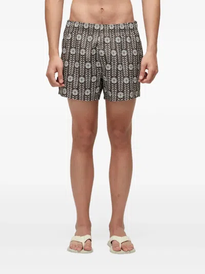 Osklen Floral-print Swim Shorts In Brown