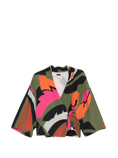 Osklen Floral Print Tie Kimono In Green