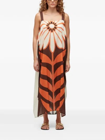 Osklen Floral Straps Dress In Neutral