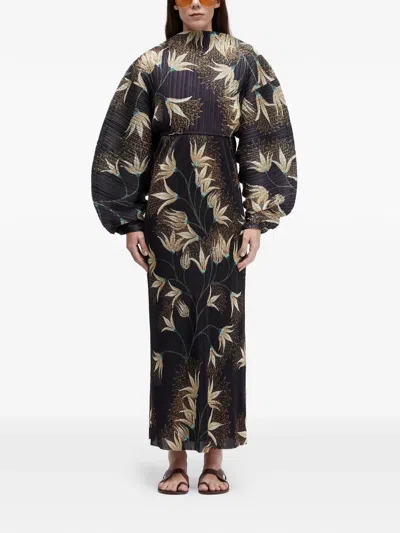 Osklen Floral-print Midi Dress In Blue