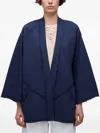 Osklen Frayed-edge Open Coat In Blue