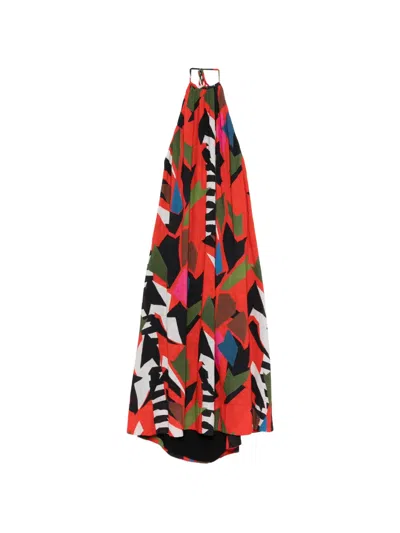 Osklen Geometric-print Maxi Dress In Red