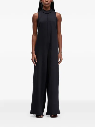 Osklen High-neck Frayed Jumpsuit In Blue