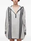 Osklen Hooded Striped Shirt Dress In White