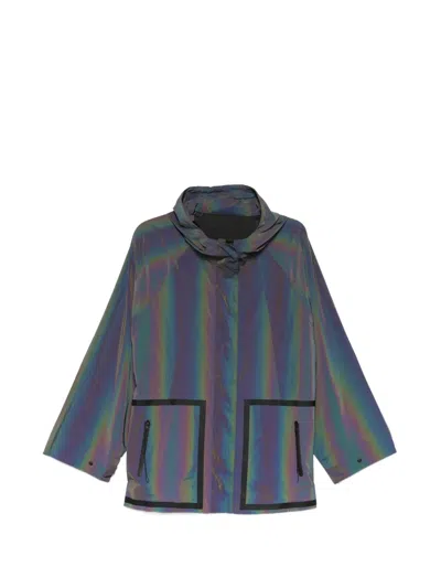Osklen Iridescent Zip-up Hooded Jacket In Blue