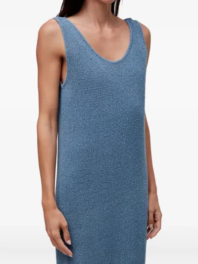 Osklen Knitted Side-split Maxi Dress In Blue