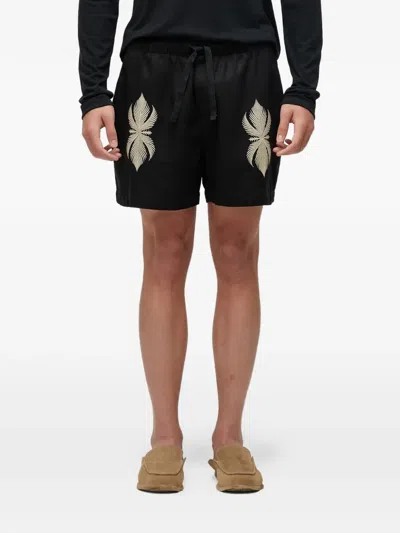 Osklen Leaf-embroidered Bermuda Shorts In Black