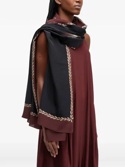 Osklen Leaf-print Scarf In Black