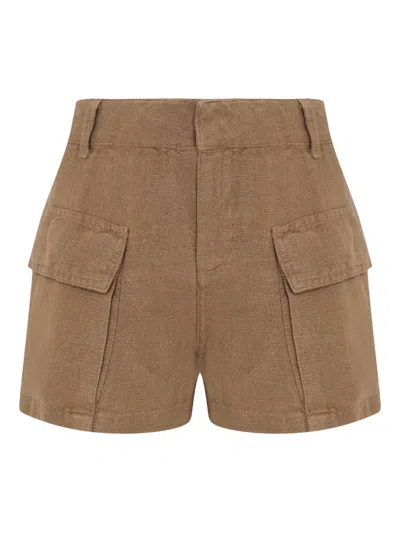 Osklen Linen Cargo Shorts In Brown
