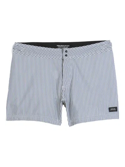 Osklen Litoral Striped Button-fastening Swim Shorts In Gray