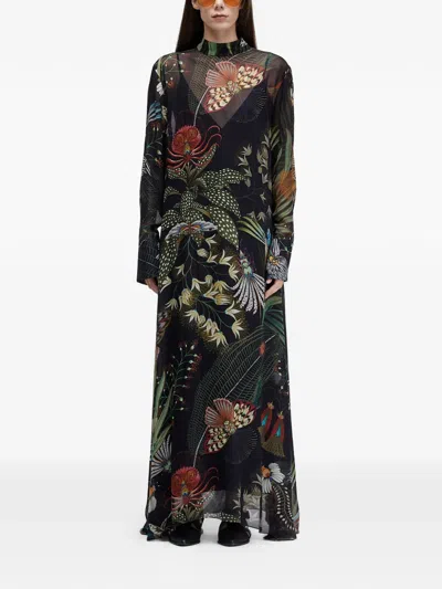 Osklen Long-sleeved Maxi Dress In Black
