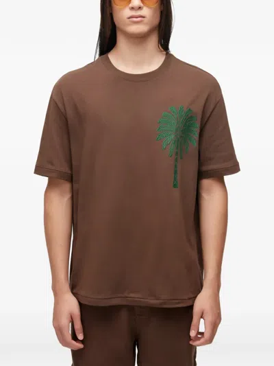 Osklen Palm-tree Embroidered T-shirt In Brown