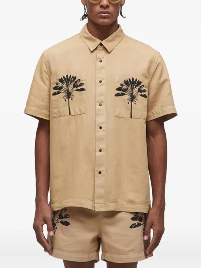 Osklen Palm Tree-print Shirt In Nude