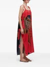Osklen Pareo Peixe Fish-print Side-tie Two-way Maxi Dress In Red