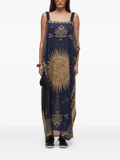 Osklen Pareo Rio Maxi Dress In Blue