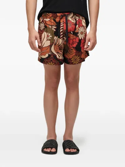 Osklen Pj Floral-print Drawstring Shorts In Black