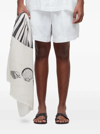 Osklen Pj Over Itacaré Lace-insert Linen Shorts In Gray