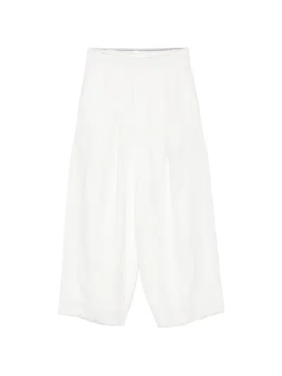 Osklen Pleated Frayed-hem Linen Trousers In White