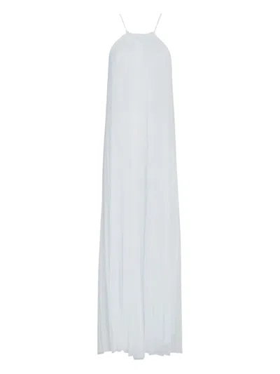 Osklen Pleated Halterneck Dress In White