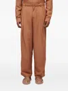 Osklen Pleated Linen Trousers In Brown