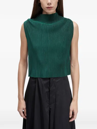 Osklen Pleated Sleeveless Top In Green